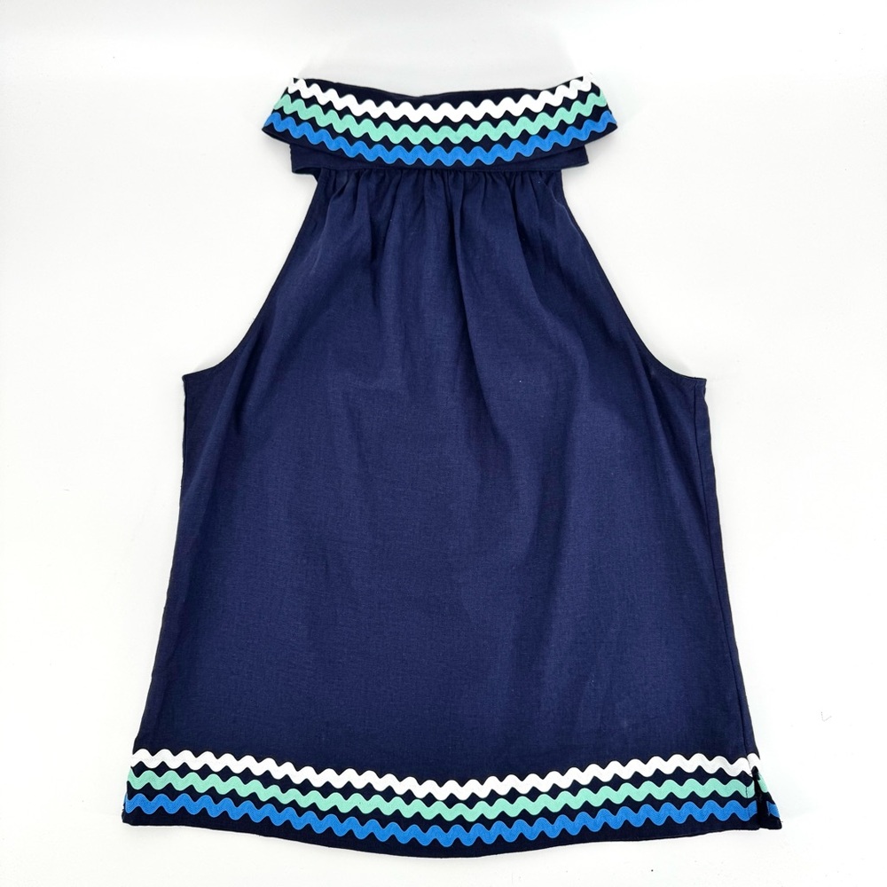 NWT Sail to Sable Navy Ric Rac Trim Sleeveless Top XL Preppy Resort